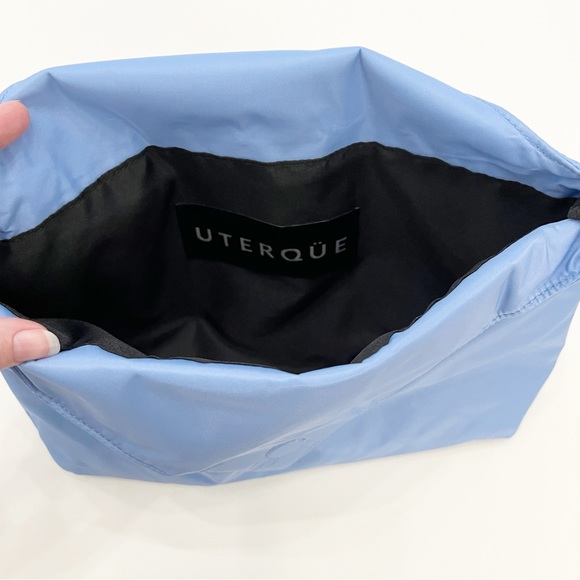 Uterque Foldover Envelope Puffer Clutch Wristlet Bag Blue - Picture 5 of 6
